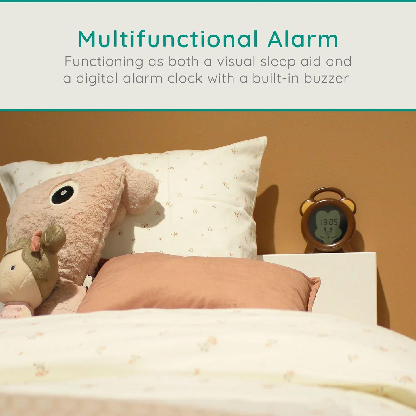Alecto BC-100 MONKEY | Sleep Trainer & Night Lamp Light / Alarm Clock | Monkey