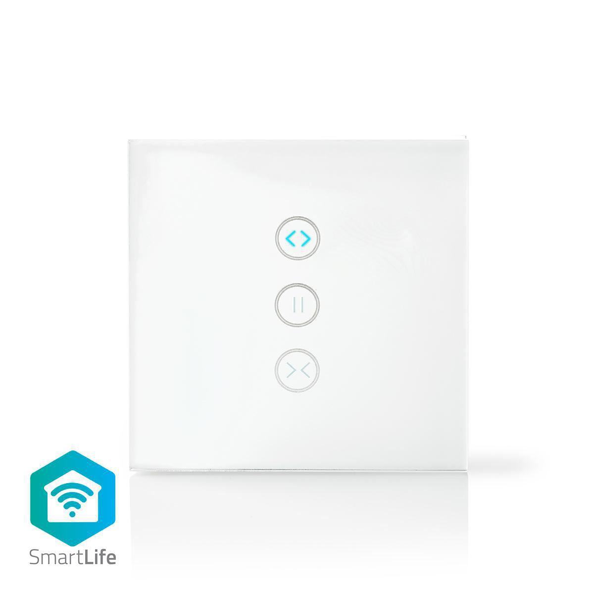 Nedis SmartLife Wall Switch | Wi-Fi | Curtain / Shutter / Sunshade | Wall Mount | 300 W | Android™ / IOS | Glass | White