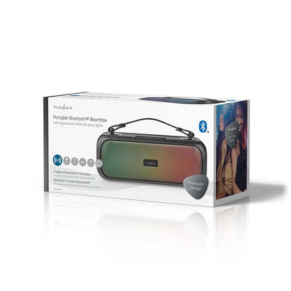 Nedis Bluetooth® Party Boombox | 4.5 hrs | 2.0 | 45 W | Media playback: AUX / USB | IPX5 | Linkable | Carrying handle | Party lights | Black