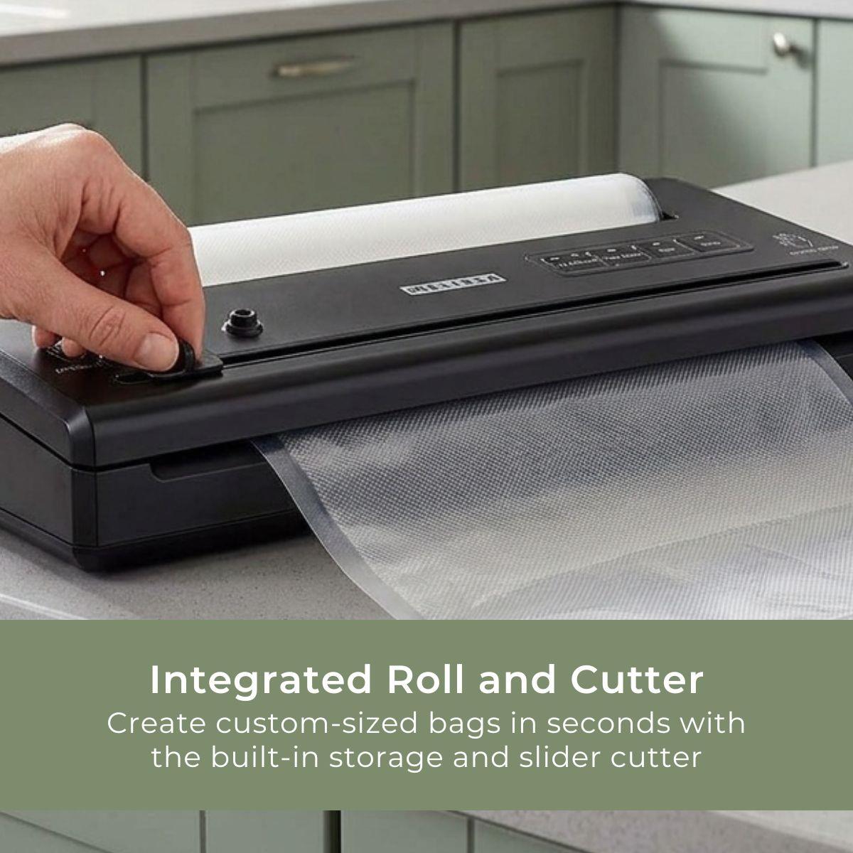 MELISSA Vacuum sealer | 110w | with Integrated Roll Holder |Built-in Cutter | Black