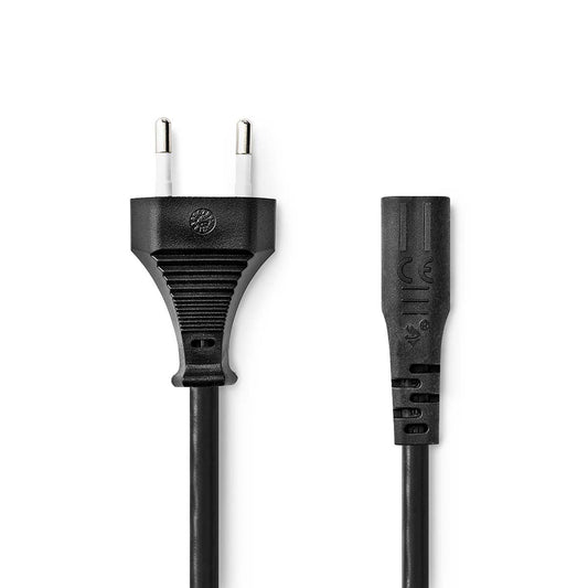 Nedis Power Cable | Euro Male | IEC-320-C1 | Straight | Straight | Nickel Plated | 2.00 m | Round | ABS/PVC | Black | Label