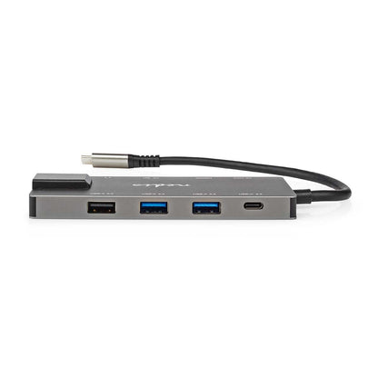 Nedis USB Multi-Port Adapter | USB 3.2 Gen 1 | USB-C™ Male | HDMI™ Output / RJ45 Female / SD / 2x USB-C™ / 3.5 mm Female / 3x USB-A Female | 5 Gbps | 0.20 m | Round | Gold Plated | PVC | Anthracite | Box