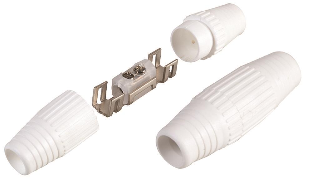 Nedis Satellite & Antenna Adapter | Screw Clamp | Screw Clamp | Nickel Plated | 75 Ohm | Straight | ABS | White | 10 pcs | Envelope