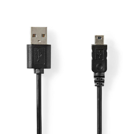 Nedis CCGT60300BK30 | USB Cable | USB 2.0 | USB-A Male | USB Mini-B 5 pin Male | 4.5 W | 480 Mbps | Nickel Plated | 3.00 m | Round | PVC | Black | Tag