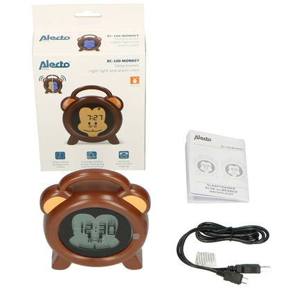Alecto BC-100 MONKEY | Sleep Trainer & Night Lamp Light / Alarm Clock | Monkey