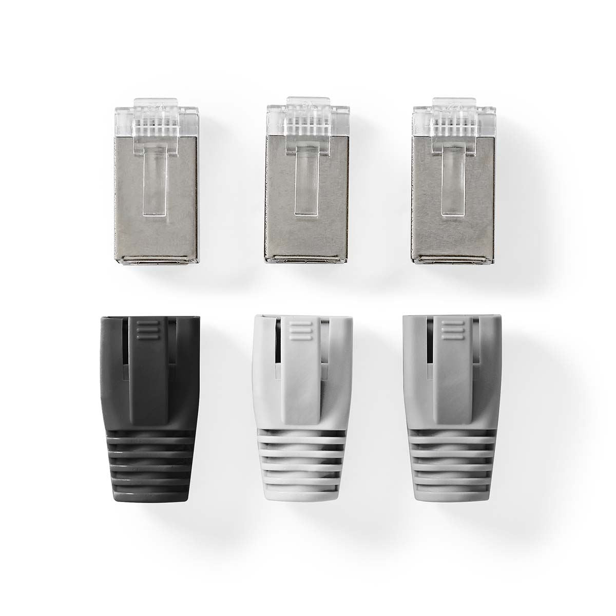Nedis RJ45 Connector | RJ45 Pass Through | Solid/Stranded FTP CAT6 | Straight | Gold Plated | 10 pcs | PVC | Black / Grey / White | Box