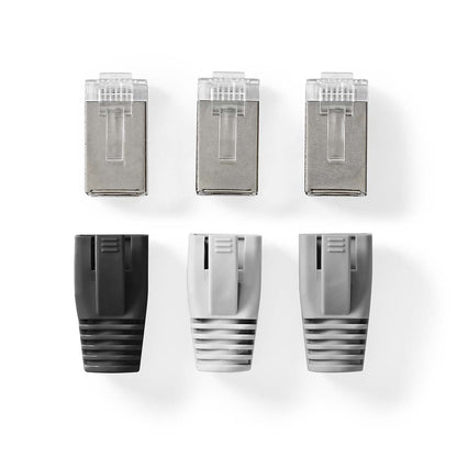 Nedis RJ45 Connector | RJ45 Pass Through | Solid/Stranded FTP CAT6 | Straight | Gold Plated | 10 pcs | PVC | Black / Grey / White | Box
