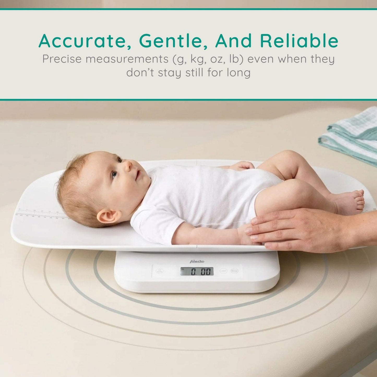 Alecto BC70 Digital Baby Weighing Scales, Personal Scale and Pet Scale in one - Up to 150 kg with Removable Weighing Surface - White