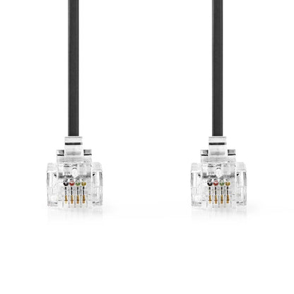 Nedis Telecom Cable | RJ11 Male | RJ11 Male | 5.00 m | Cable design: Flat | Gold Plated | Cable type: RJ11 | Black | Label