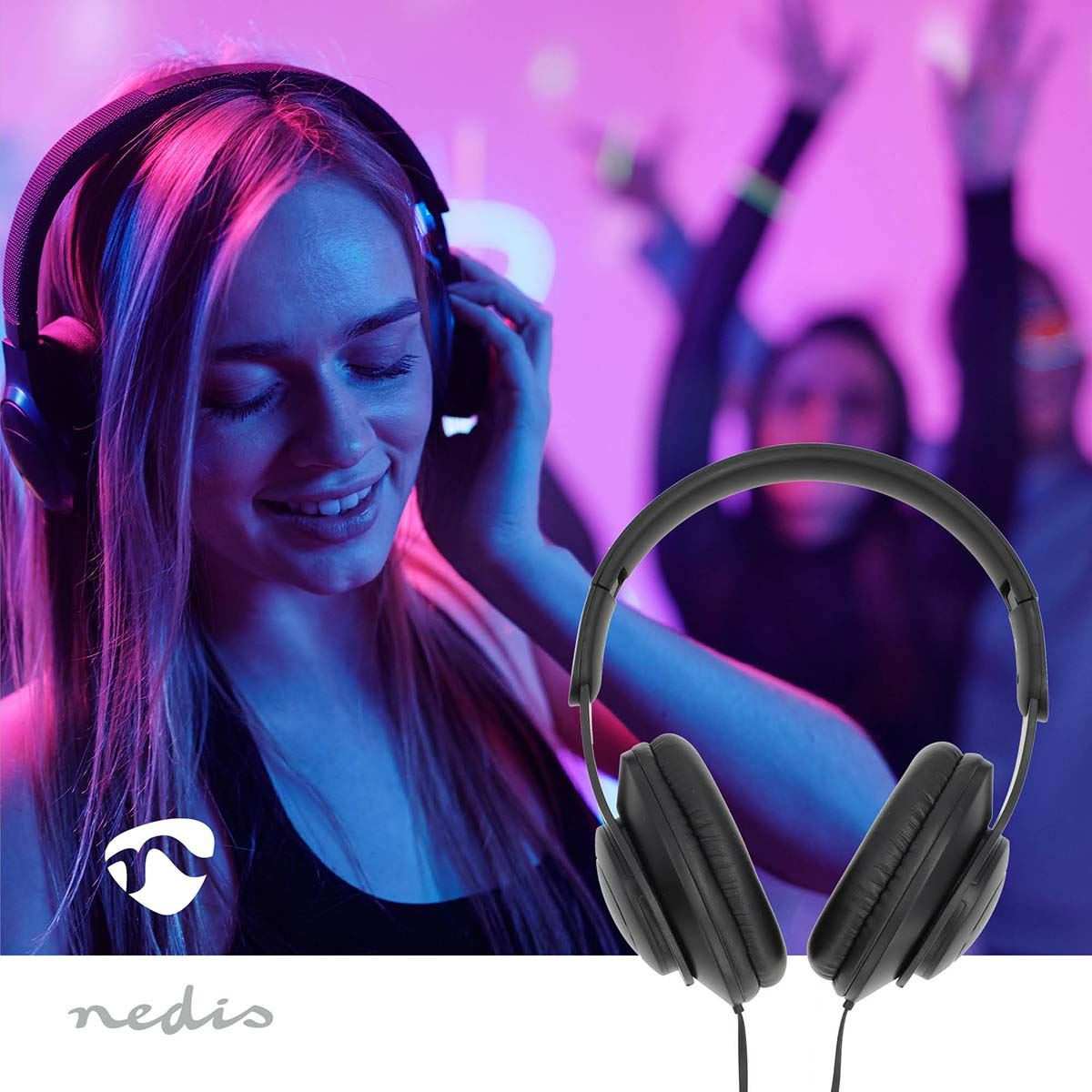 Nedis Over-Ear Wired Headphones | Cable length: 1.20 m | Volume control | Black