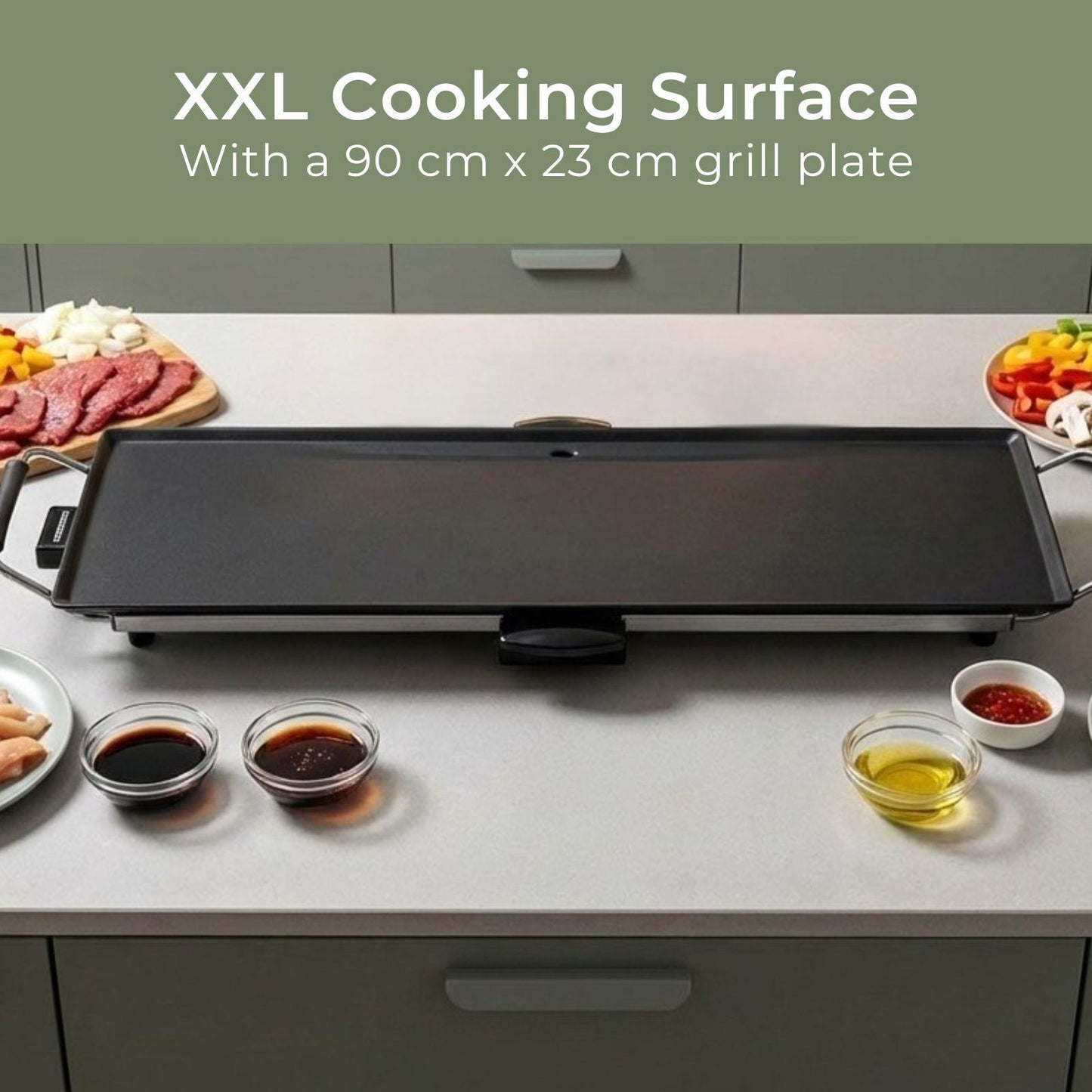 MELISSA Teppanyaki Large Table Grill | Baking surface ( L x W ): 90 x 23 cm | 5 Heat Settings