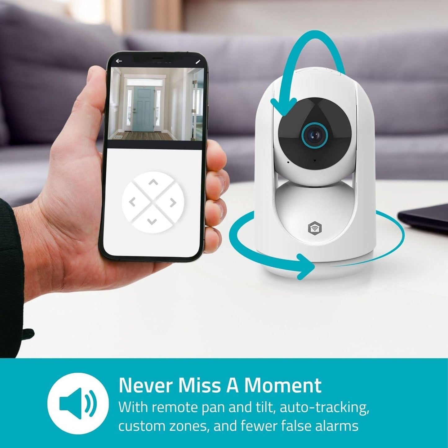Nedis SmartLife Indoor Camera | Wi-Fi | 3MP Full HD 1296p | Pan tilt | Cloud Storage (optional) / microSD (not included) / Onvif | With motion sensor | Night vision | White