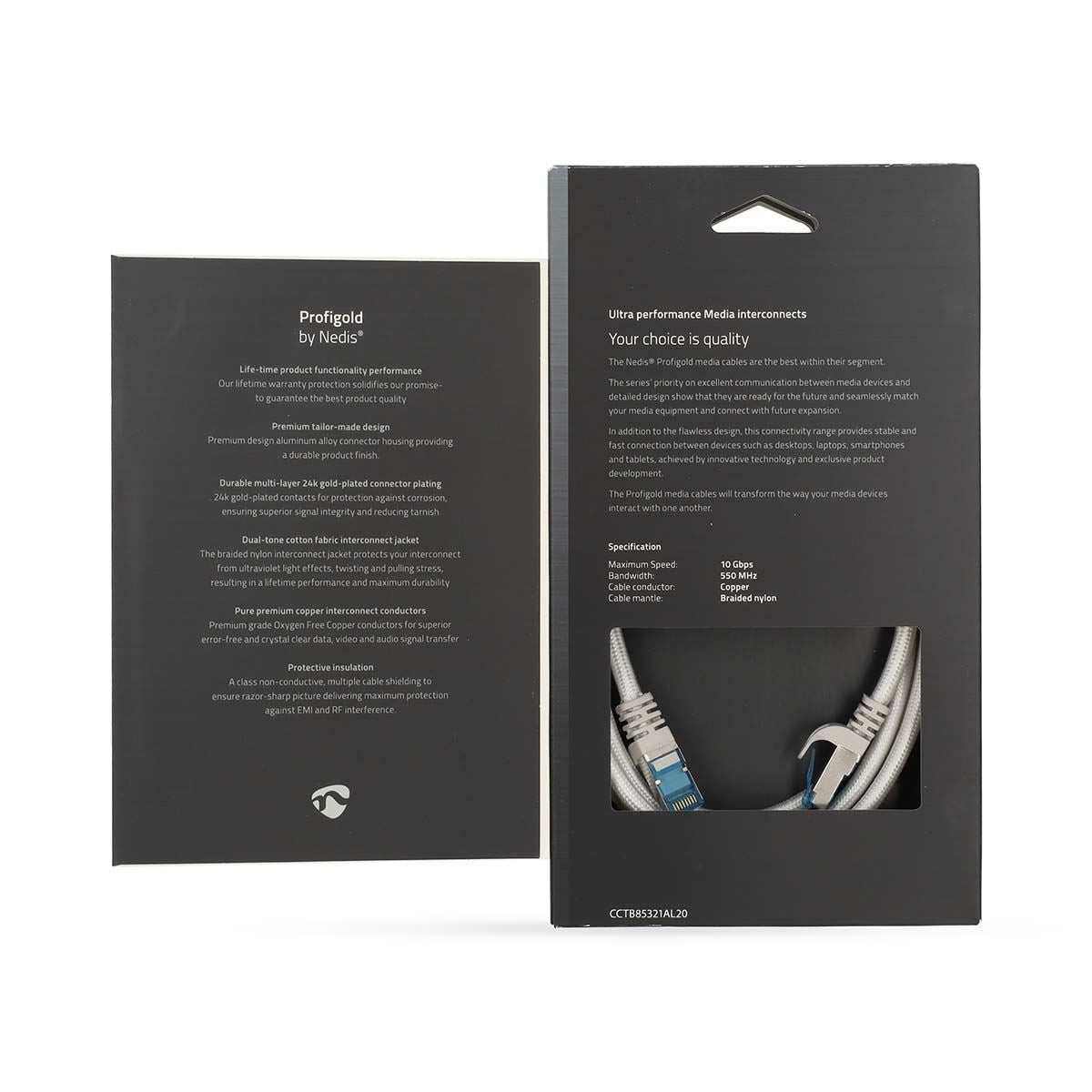 Nedis CAT6a Network Cable | S/FTP | RJ45 Male | RJ45 Male | 2.00 m | Snagless | Round | Braided / PVC | Silver | Cover Window Box