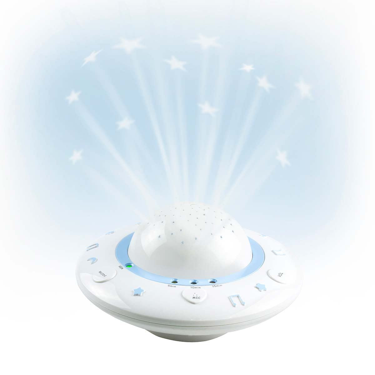 Alecto Starry Sky Nusery Projector | Adjustable Play Time | Voice Activated | Music & Light | White / Blue