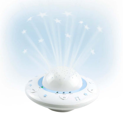 Alecto Starry Sky Nusery Projector | Adjustable Play Time | Voice Activated | Music & Light | White / Blue