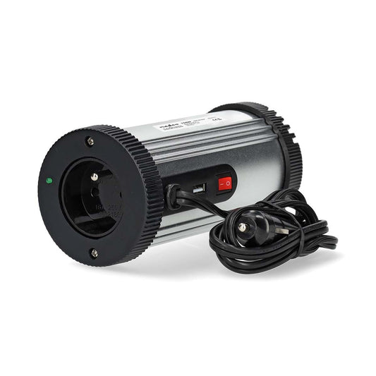 Nedis Power Inverter Modified Sine Wave | Input voltage: 12 V DC | Device power output connection(s): Type E (CEE 7/5) / USB-A | 230 V AC 50 Hz | 150 W | Peak power output: 300 W | Cigarette Lighter Plug | Silver