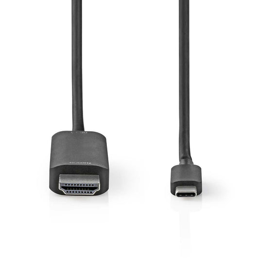 Nedis USB-C™ Adapter | USB 3.2 Gen 1 | USB-C™ Male | HDMI™ Connector | 4K@60Hz | 2.00 m | Round | Nickel Plated | PVC | Black | Box