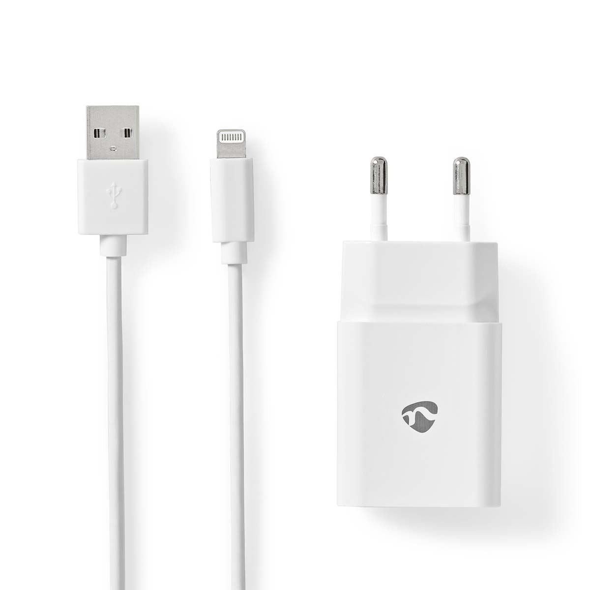 Nedis Wall Charger | 12 W | Quick charge feature | 1x 2.4 A | Number of outputs: 1 | USB-A | Lightning 8-Pin (Loose) Cable | 1.00 m | Single Voltage Output | White