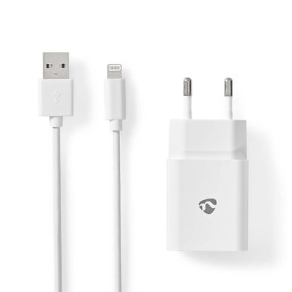 Nedis Wall Charger | 12 W | Quick charge feature | 1x 2.4 A | Number of outputs: 1 | USB-A | Lightning 8-Pin (Loose) Cable | 1.00 m | Single Voltage Output | White