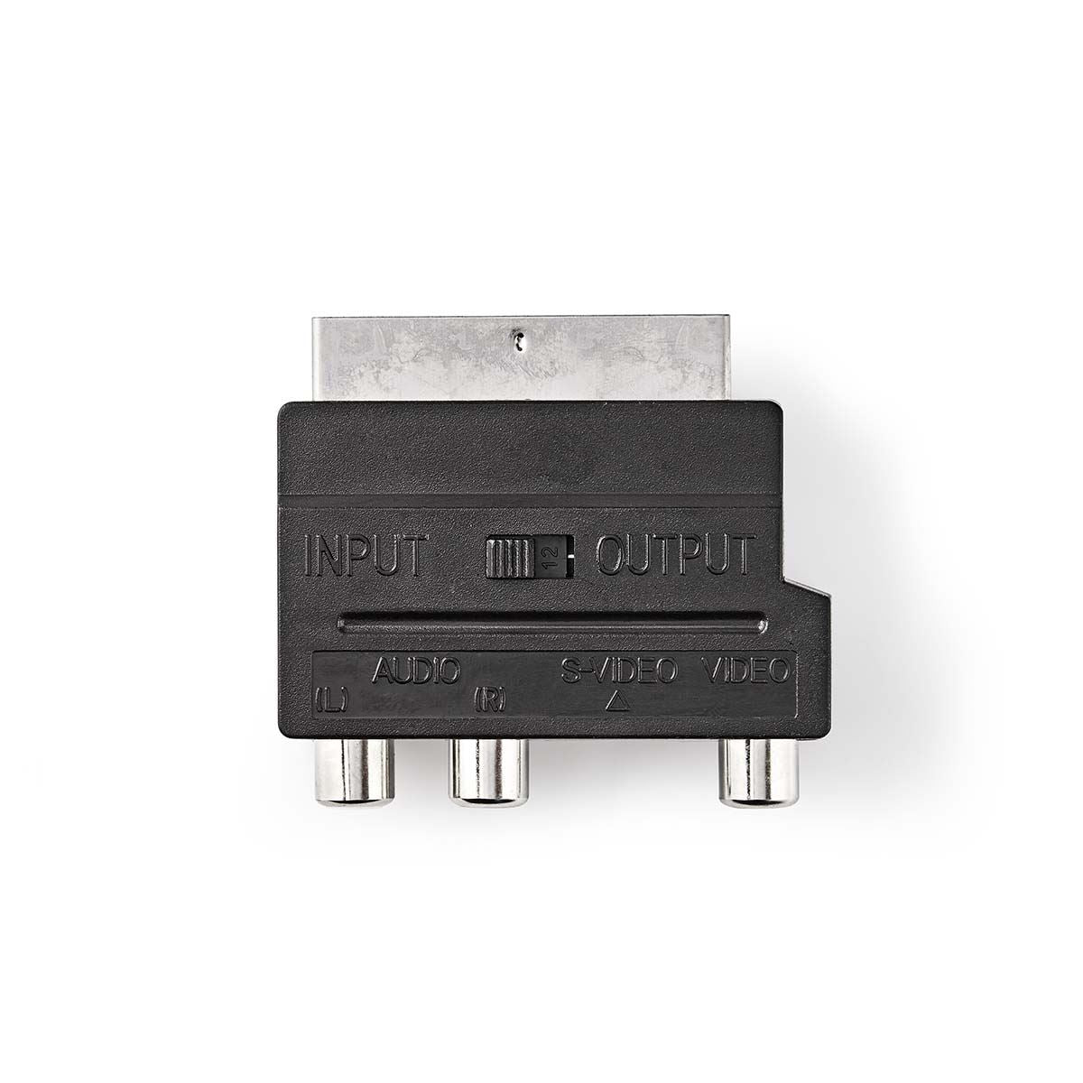 Nedis CVGB31902BK | SCART Adapter | SCART Male | S-Video Female / 3x RCA Female | Nickel Plated | Switchable | ABS | Black | 1 pcs | Box