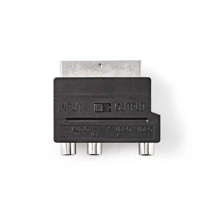 Nedis CVGB31902BK | SCART Adapter | SCART Male | S-Video Female / 3x RCA Female | Nickel Plated | Switchable | ABS | Black | 1 pcs | Box