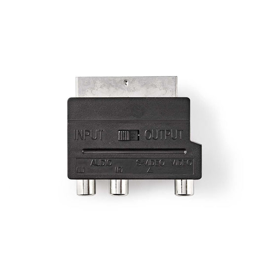 Nedis CVGB31902BK | SCART Adapter | SCART Male | S-Video Female / 3x RCA Female | Nickel Plated | Switchable | ABS | Black | 1 pcs | Box