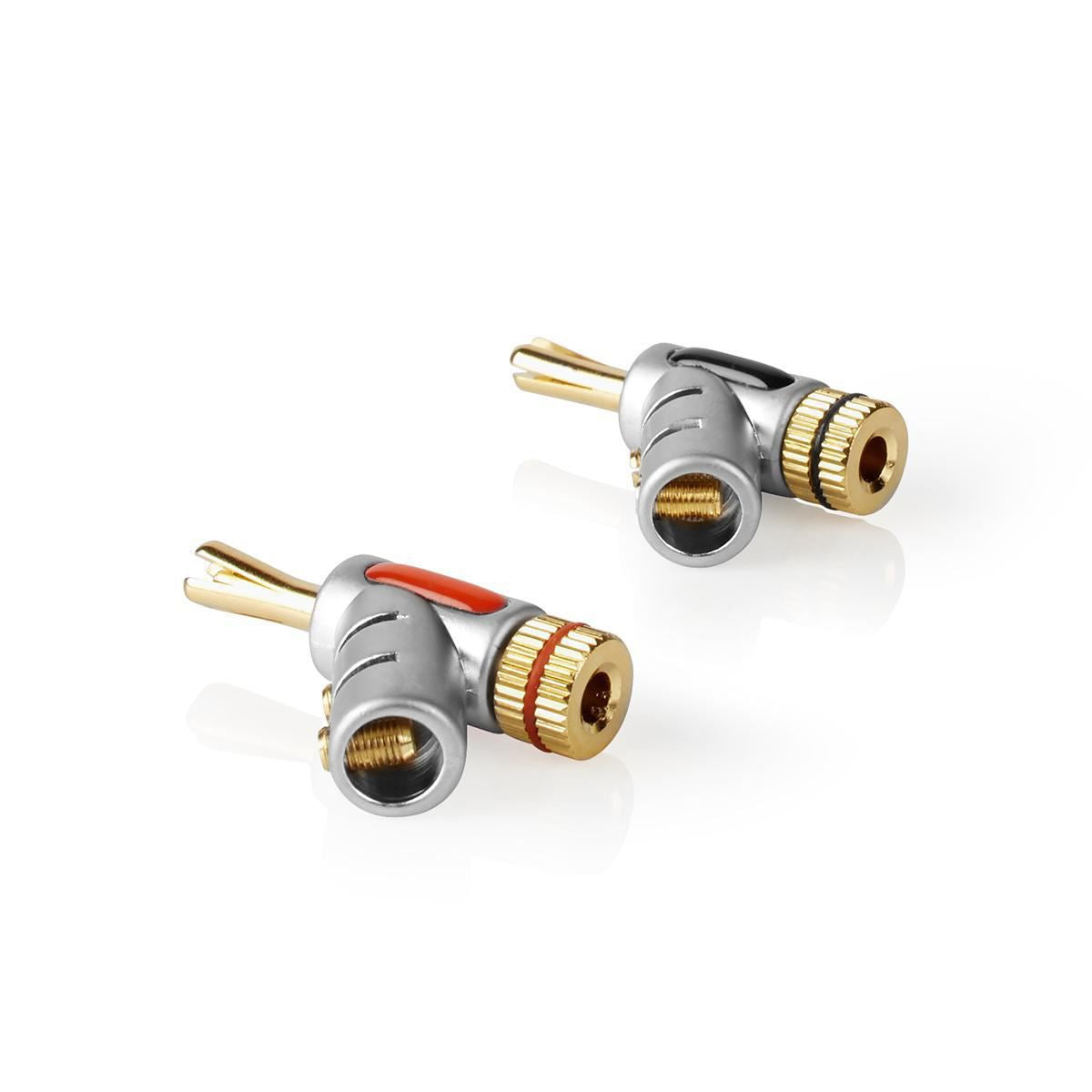 Nedis CAGC26990ME | Banana Connector | Straight | Male | Gold Plated | Screw | Cable input diameter: 7.4 mm | Zinc Alloy | Silver | 2 pcs | Box