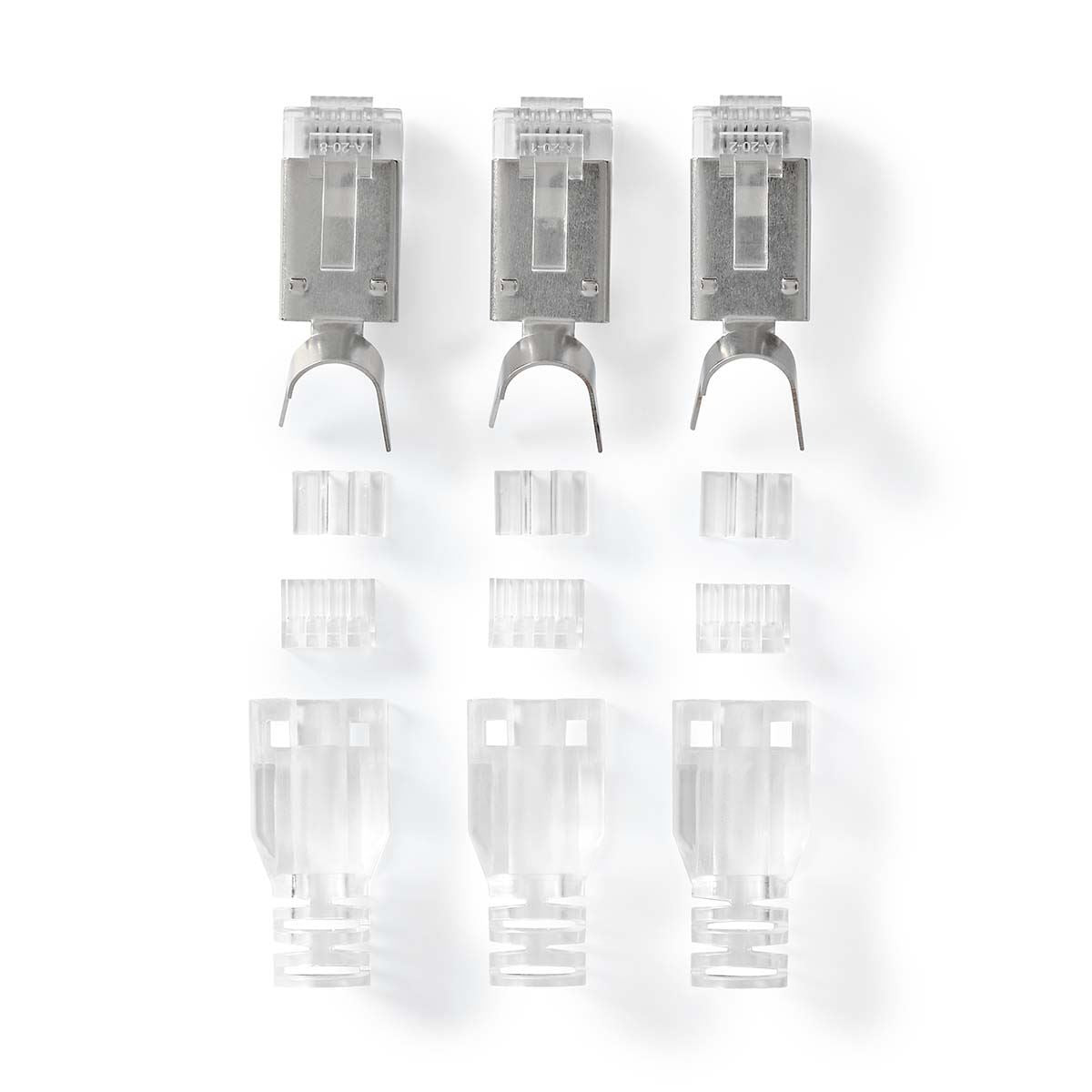 Nedis RJ45 Connector | RJ45 Pass Through | Solid/Stranded FTP CAT7 | Straight | Gold Plated | 10 pcs | PVC | Black / Grey / White | Box
