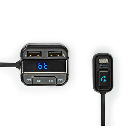 Nedis Car FM Transmitter | Fixed | Hands free calling | 0.8 " | LED Screen | Bluetooth® | 5.0 V DC / 1.0 A / 5.0 V DC / 2.4 A | Google Assistant / Siri | Black / Grey