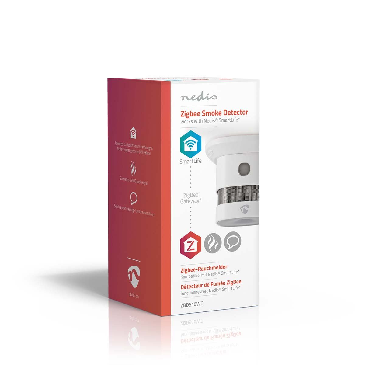 Nedis SmartLife Smoke Detector | Zigbee 3.0 | Battery Powered | Sensor life cycle: 10 year | EN 14604 | Max. battery life: 60 Months | 85 dB | White | 1 pcs