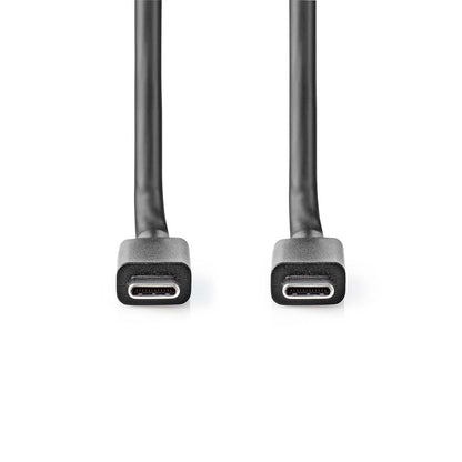 Nedis USB Cable | USB 3.2 Gen 2 | USB-C™ Male | USB-C™ Male | 100 W | 4K@60Hz | 20 Gbps | Nickel Plated | 2.00 m | Round | PVC | Black | Label | 17.080.988