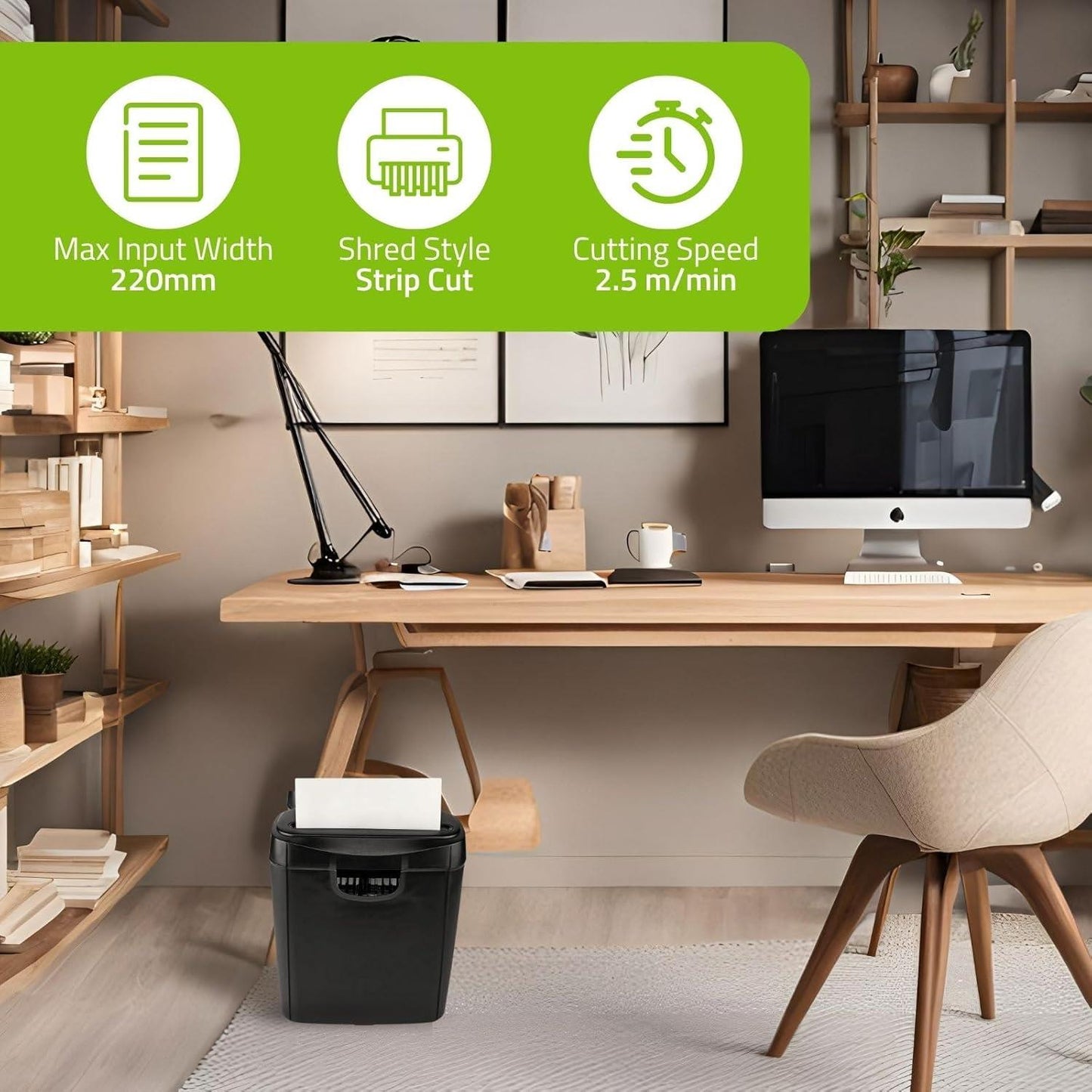 Nedis Paper Shredder | Strip Cut | 6x A4 pages | 10 l | Safety standard: DIN 2 | 190 W | Black