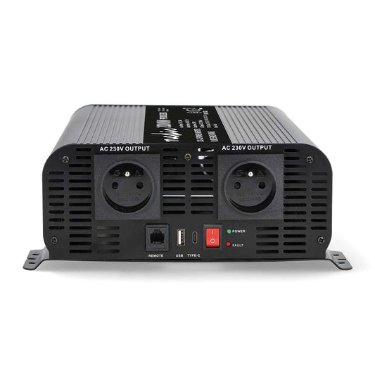 Nedis Power Inverter Pure Sine Wave | Input voltage: 12 V DC | Device power output connection(s): Type E (CEE 7/5) / USB-A / USB-C™ | 230 V AC 50 Hz | 2000 W | Peak power output: 4000 W | Screw Terminal | Pure Sine Wave | Fuse | Black