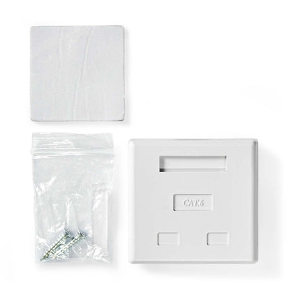 Nedis Network Wall Box | On-Wall | 2 port(s) | UTP CAT6 | Straight | Female | Gold Plated | PVC | White | Envelope