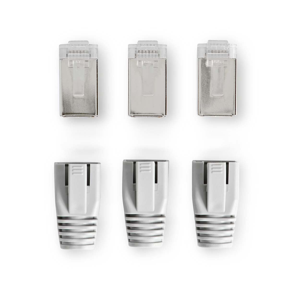 Nedis RJ45 Connector | RJ45 Pass Through | Solid/Stranded FTP CAT6a | Straight | Gold Plated | 10 pcs | PVC | Black / Grey / White | Box