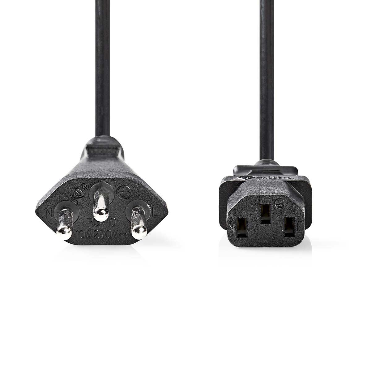 Nedis Power Cable | CH Type 12 | IEC-320-C13 | Straight | Straight | Nickel Plated | 5.00 m | Round | PVC | Black | Envelope