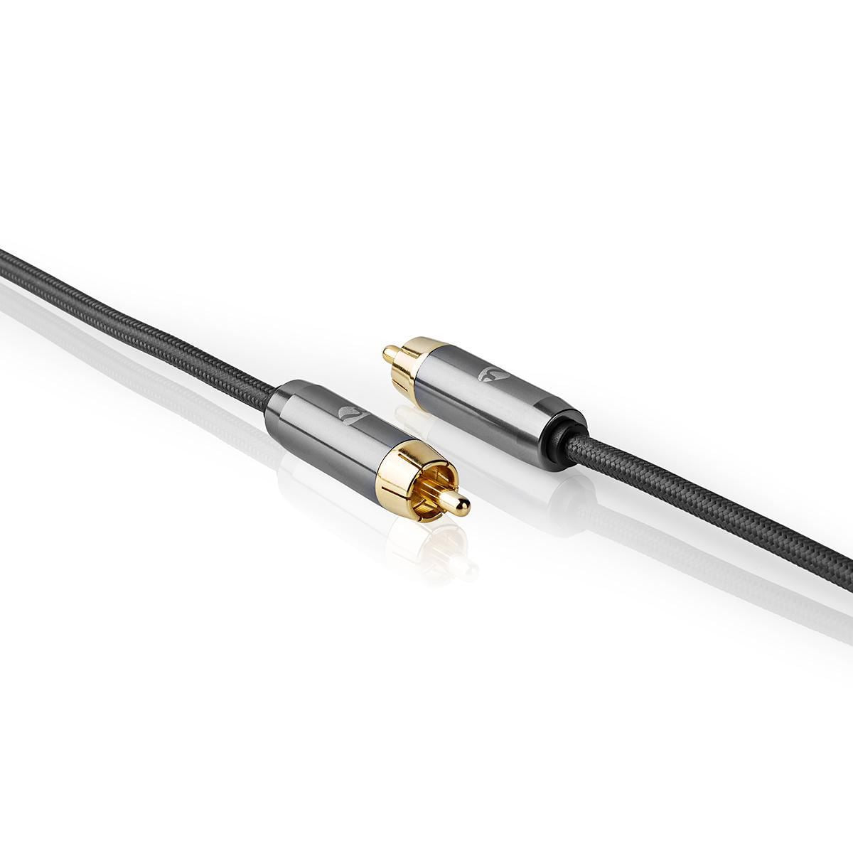 Nedis Subwoofer Cable | RCA Male | RCA Male | Gold Plated | 3.00 m | Round | 4.5 mm | Anthracite / Gun Metal Grey | Cover Box