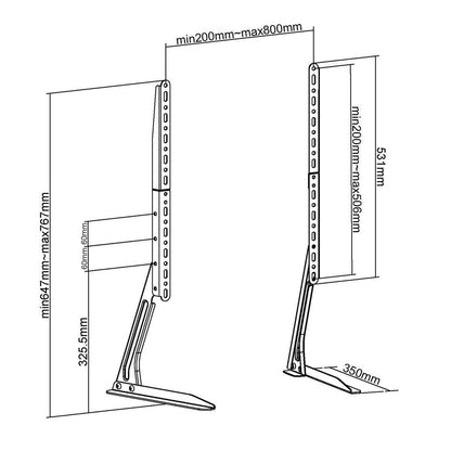 Nedis Fixed TV Desk Stand | 13 - 70 " | Maximum supported screen weight: 50 kg | Adjustable pre-fixed heights | Steel | Black