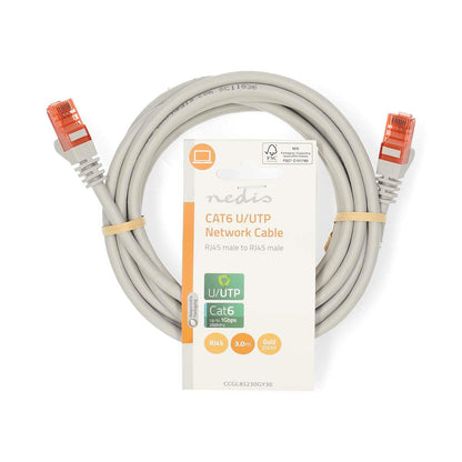Nedis CAT6 Network Cable | RJ45 Male | RJ45 Male | U/UTP | 3.00 m | Round | PVC | Grey | Label
