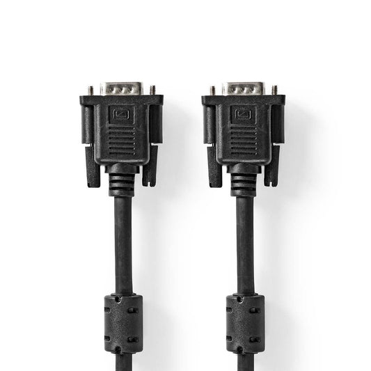 Nedis VGA Cable | VGA Male | VGA Male | Nickel Plated | Maximum resolution: 1280x768 | 5.00 m | Round | ABS | Black | Label