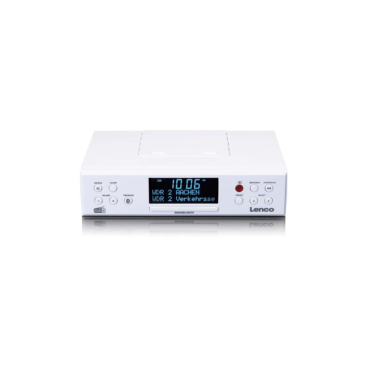Lenco KCR-190WH | Under Cabinet Kitchen Clock DAB+ / FM Radio| Bluetooth® Speaker | Remote Control | White
