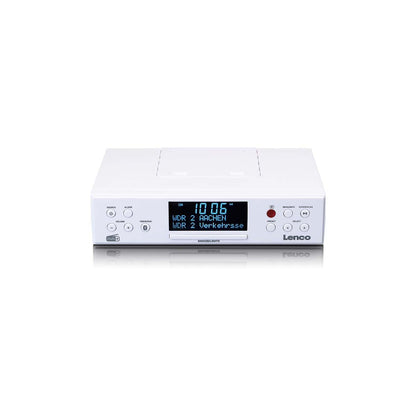 Lenco KCR-190WH | Under Cabinet Kitchen Clock DAB+ / FM Radio| Bluetooth® Speaker | Remote Control | White