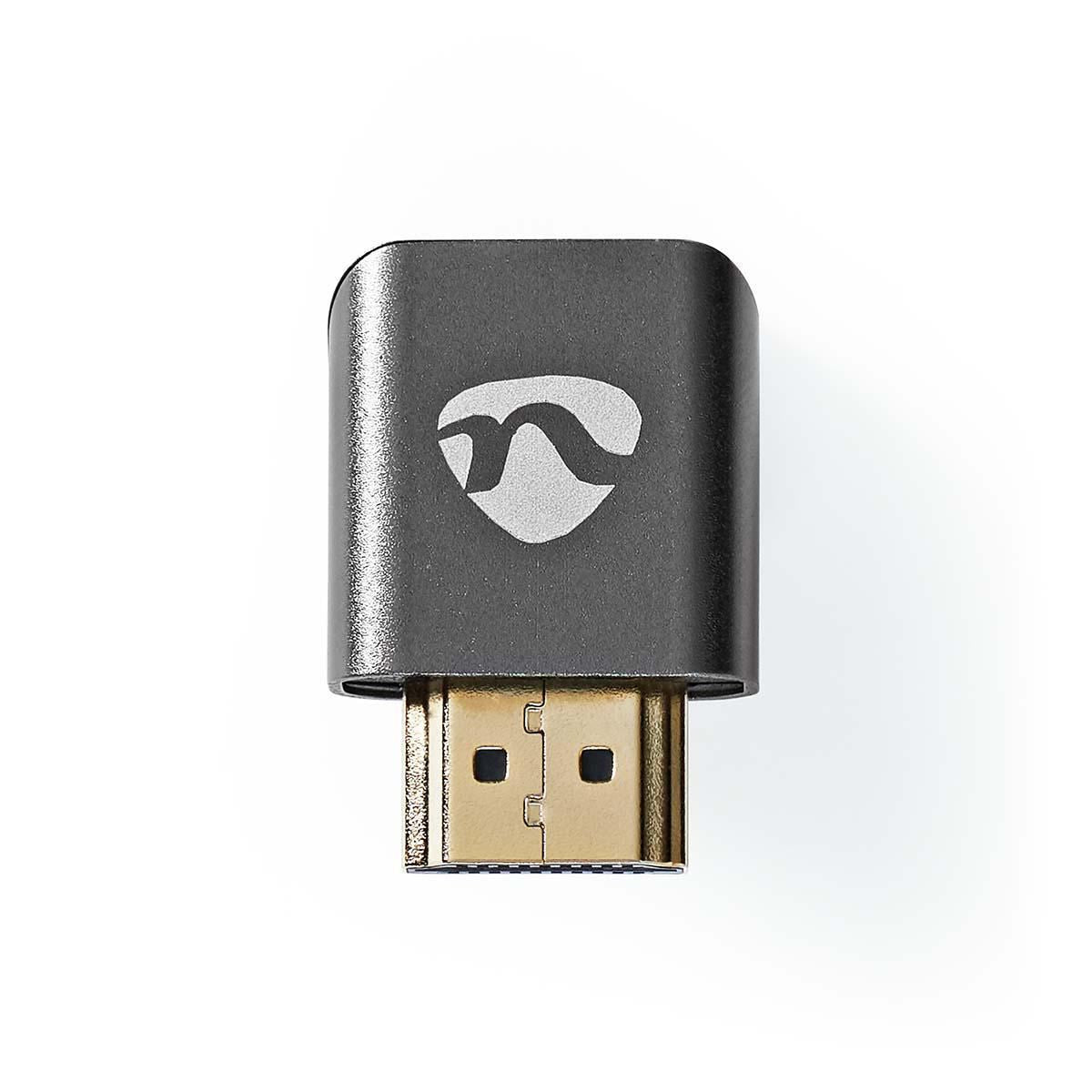 Nedis HDMI™ Adapter | HDMI™ Connector / HDMI™ Male | HDMI™ Output | Gold Plated | Angled 270° | Aluminium | Gun Metal Grey | 1 pcs | Cover Window Box