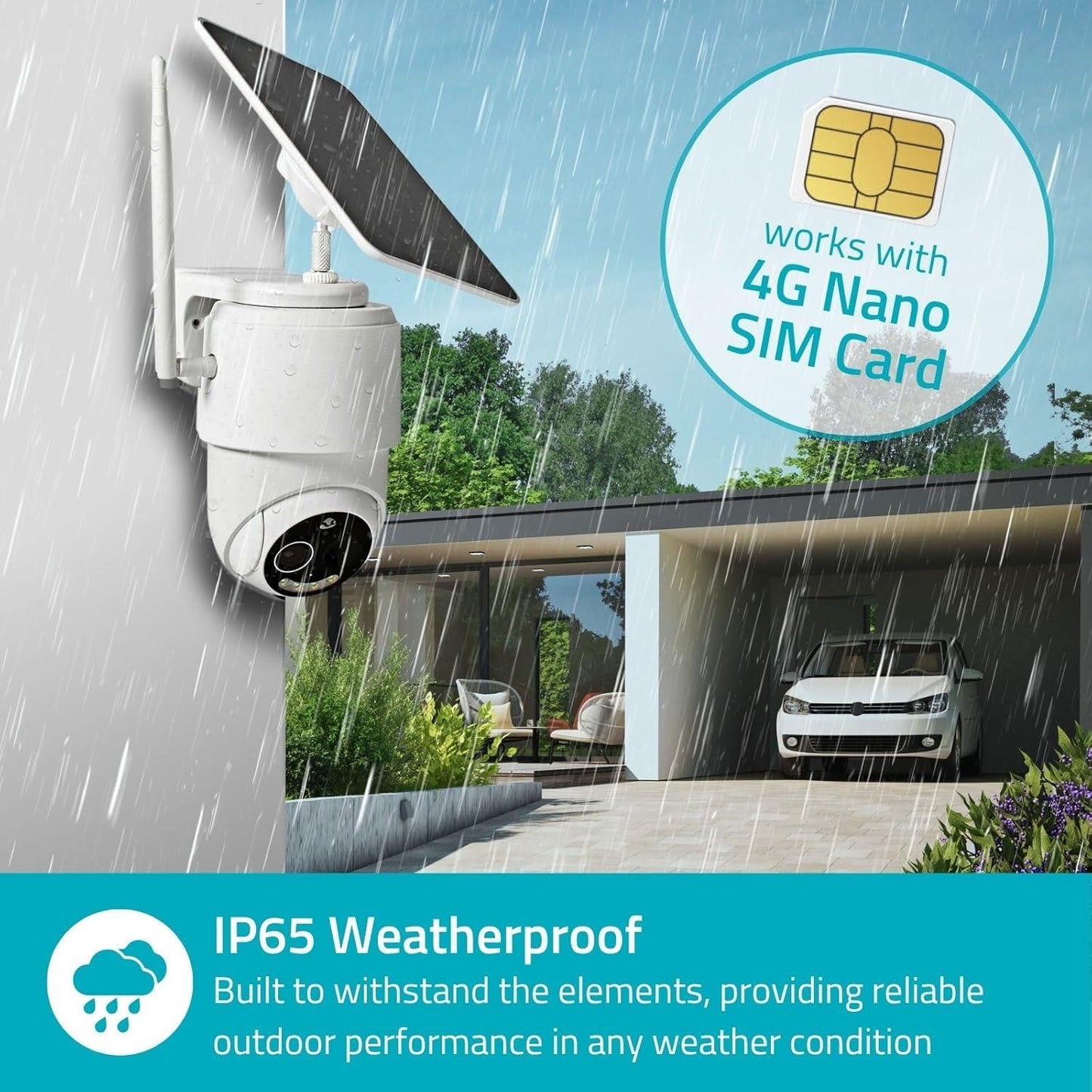Nedis SmartLife Outdoor Camera | 4G | Full HD 1080p | Pan tilt | IP65 | Cloud Storage (optional) / microSD (not included) | 5 V DC | With motion sensor | Night vision | White