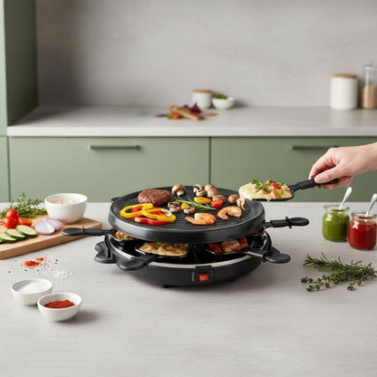 MELISSA Gourmet / Raclette | Grill | 6 Persons | Spatula | Non stick coating | Round