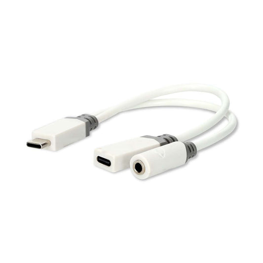Nedis USB-C™ Adapter | USB 2.0 | USB-C™ Male | USB-C™ Female / 3.5 mm Female | 0.10 m | Round | Gold Plated | PVC | White | Box