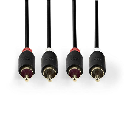 Nedis Stereo Audio Cable | 2x RCA Male | 2x RCA Male | Gold Plated | 2.00 m | Round | Anthracite | Box