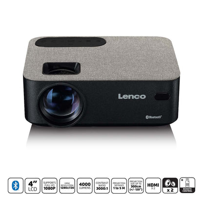 Lenco HD 720P LCD Projector with Bluetooth Grey