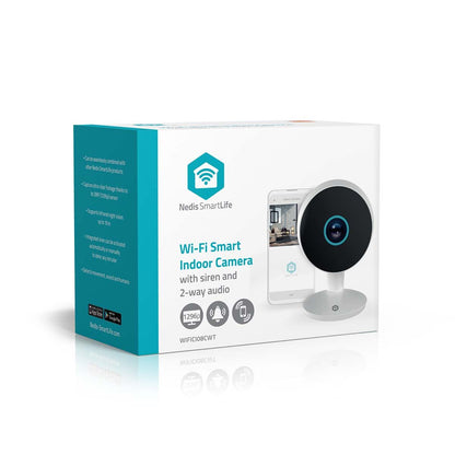 Nedis SmartLife Indoor Camera | Wi-Fi | 3MP Full HD 1296p | Cloud Storage (optional) / microSD (not included) / Onvif | With motion sensor | Night vision | White
