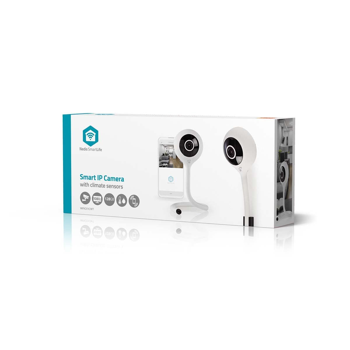 Nedis SmartLife Indoor Camera | Wi-Fi | Full HD 1080p | Cloud Storage (optional) / microSD (not included) | With motion sensor | Night vision | White